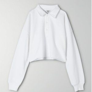 Aritzia Sunday Best Cropped Fleece Polo - White, Small